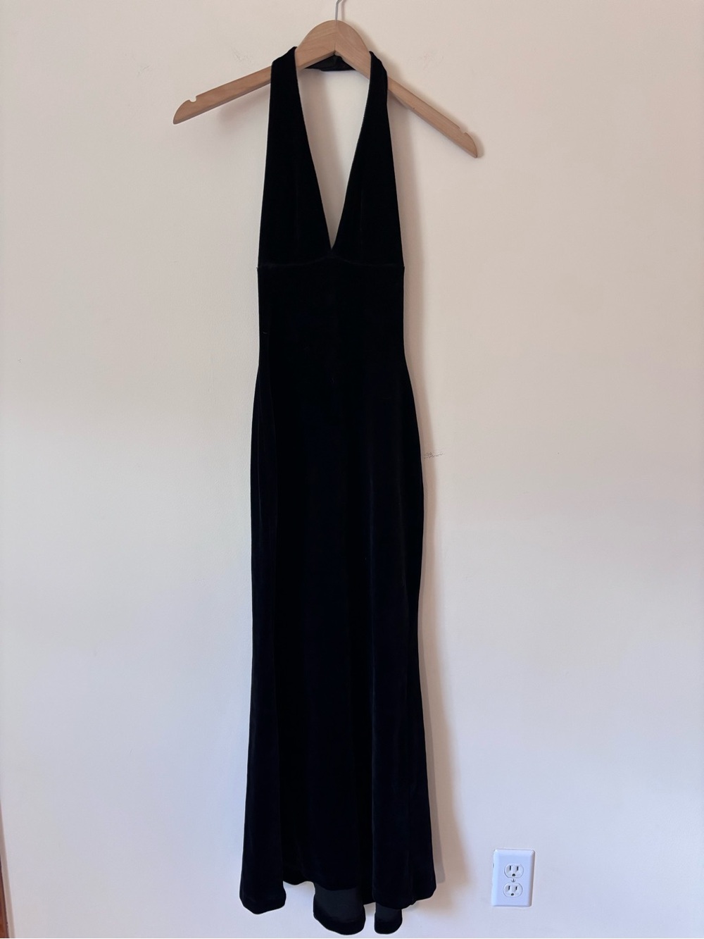 Black Halter Velvet Dress